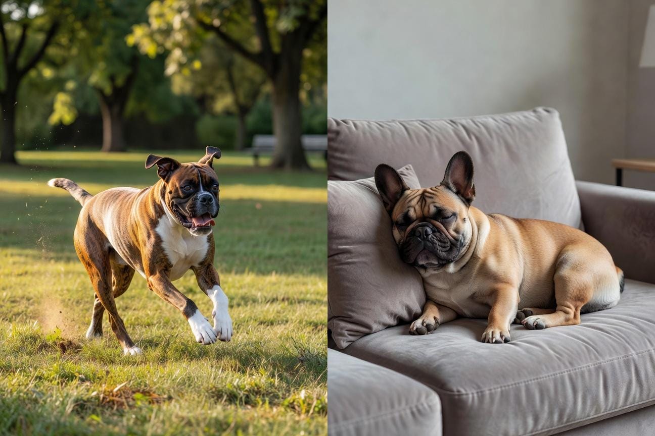 Porównanie boksera i buldoga francuskiego jako psów